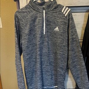 Adidas Heathered Gray Quarter-Zip Top sz lg